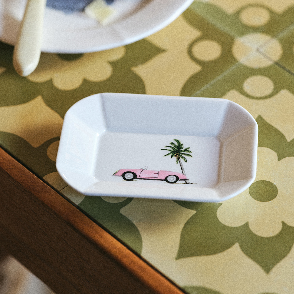 [한국도자기X티보에렘] 오브제 50. 직사각접시 14CM 1P (Pink summer car) - 상세 이미지 2