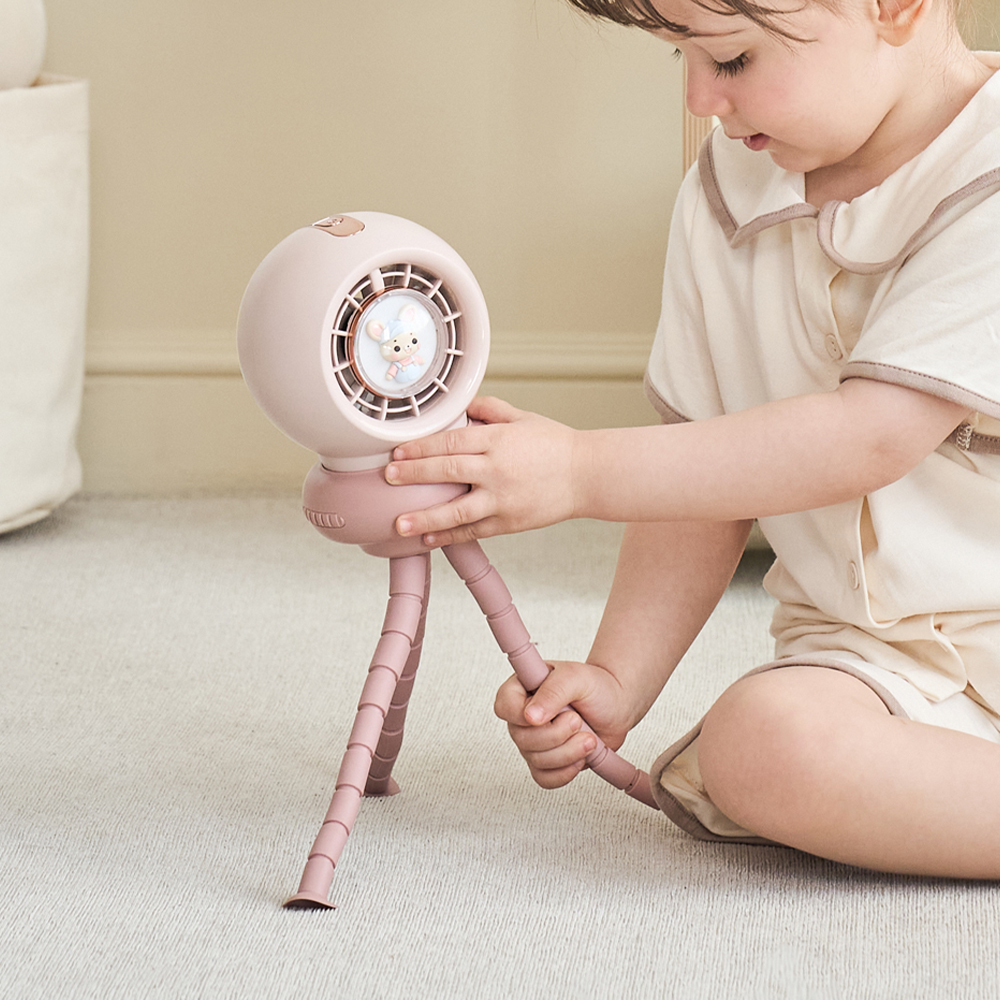 프롬비 베베쿨 문어발 자동회전 토끼 공룡 캐릭터 무드등 유모차 선풍기 FG260