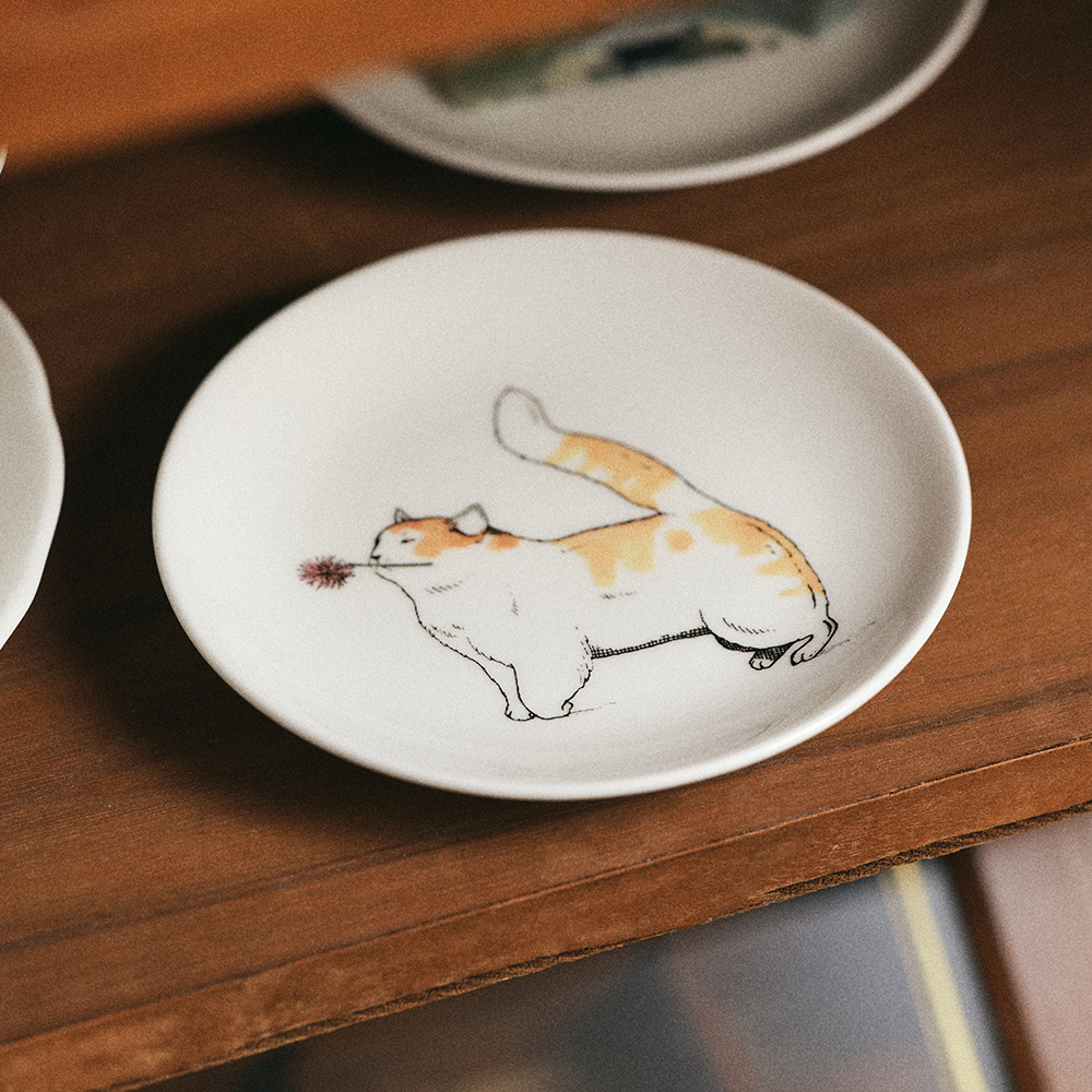 [한국도자기X티보에렘] 오브제 35. 5인치 접시 12.6CM 1P (Happy cat) - 상세 이미지 2