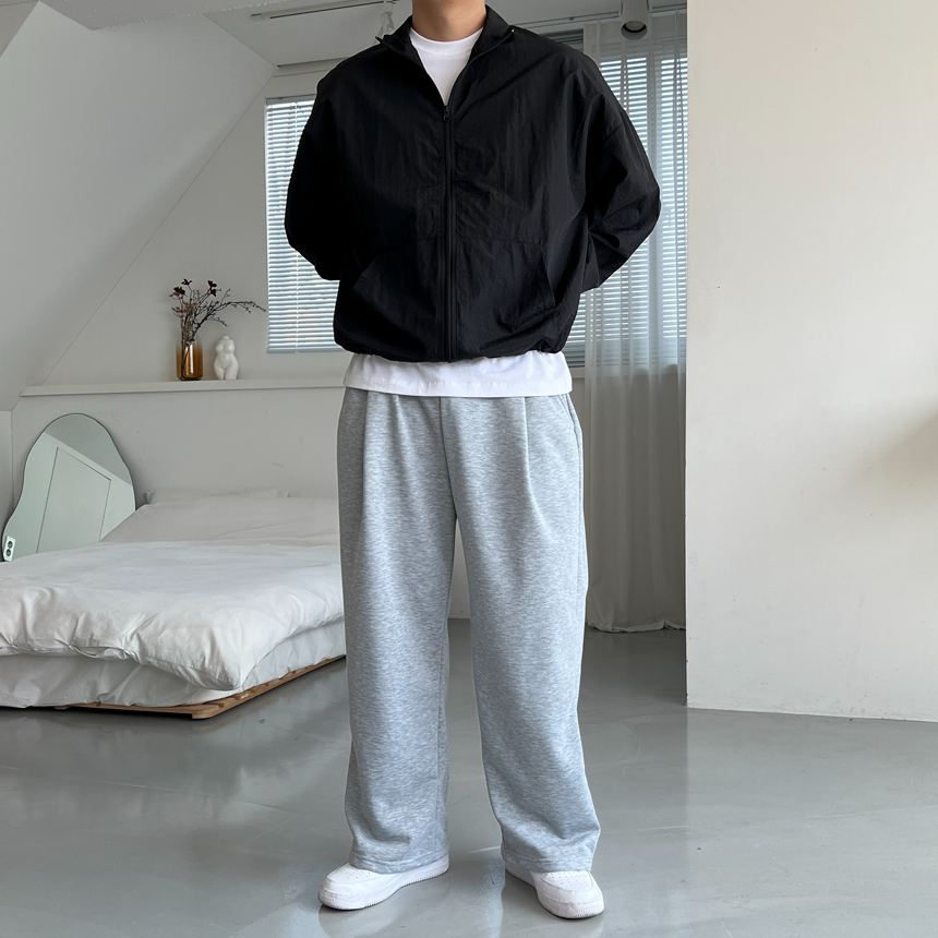 남자와이드팬츠 이중지원단 통넓은바지 사이드핀턱 스웻팬츠 - 상세 이미지 2