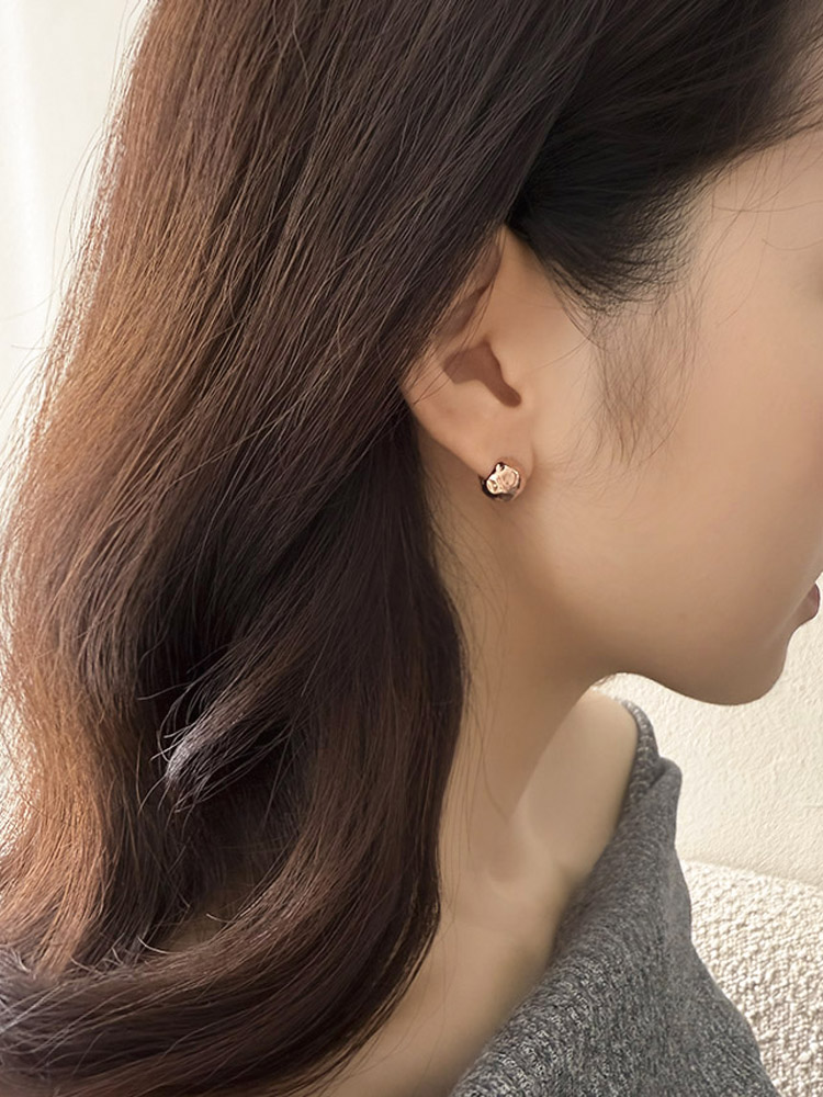 셀프러브 해머드 은 볼 이어링 10mm - 925실버 비정형 볼륨 원터치 볼드 은링귀걸이 - 상세 이미지 3