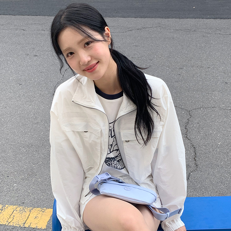 카고 크롭 집업 숏팬츠 셋업 st2832 이미지 3
