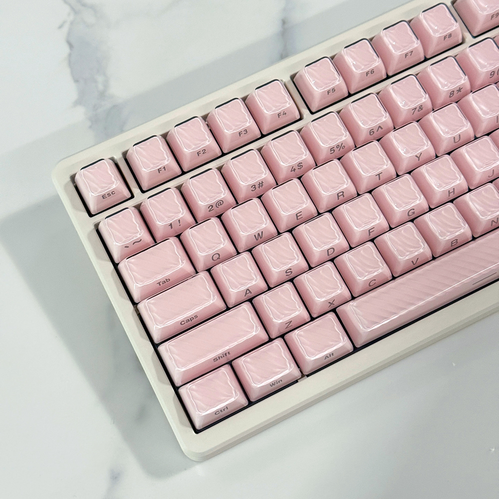 웨이브 크리스탈 핑크 측각 투명 키캡 OEM PC 이중사출 기계식 키보드 독거미 앱코 - 상품 이미지