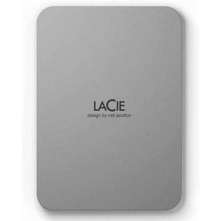 [해외]LaCie 모바일 드라이브, 5TB, 외장 하드 드라이브 휴대용 - 문 실버, USB-C 3.2, PC 및 Mac용, 소비자 후 재활용, Adobe 모든 앱 플랜(STLP5