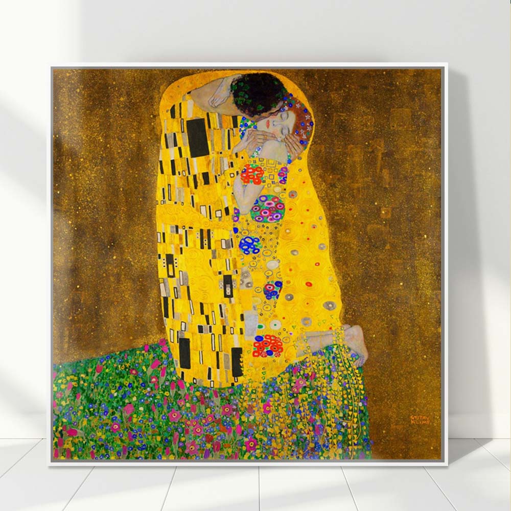 구스타프 클림트 키스 70 x 70cm 명화 그림 거실 침실 벽 인테리어 캔버스 띄움 액자 - 상세 이미지 3