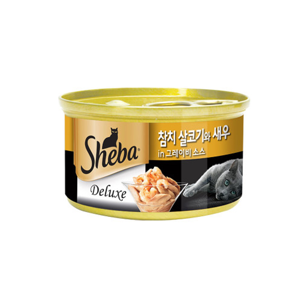 쉬바캔 고양이 습식캔 간식 참치 살코기와 새우, 85g, 1개 - 상품 이미지