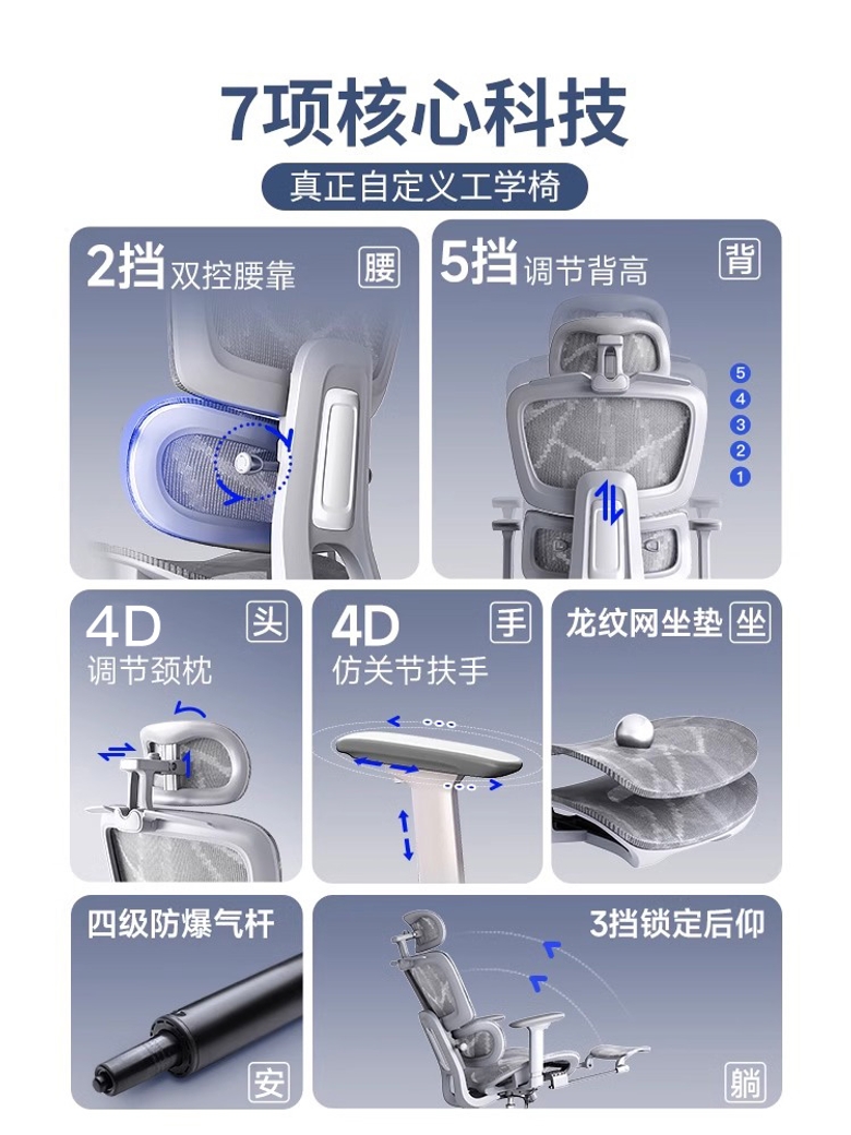 인체공학 책상 의자 학생용 다크나이트블랙 1단 나일론 발 회전식 리프팅 팔걸이 이미지 6