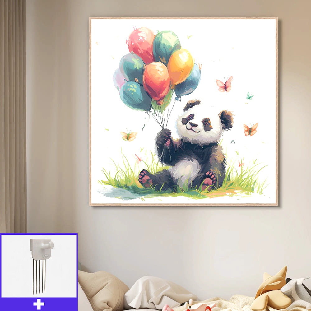 풍선든바오 80cm x 80cm 무광오크 알루미늄액자 - 메인 이미지