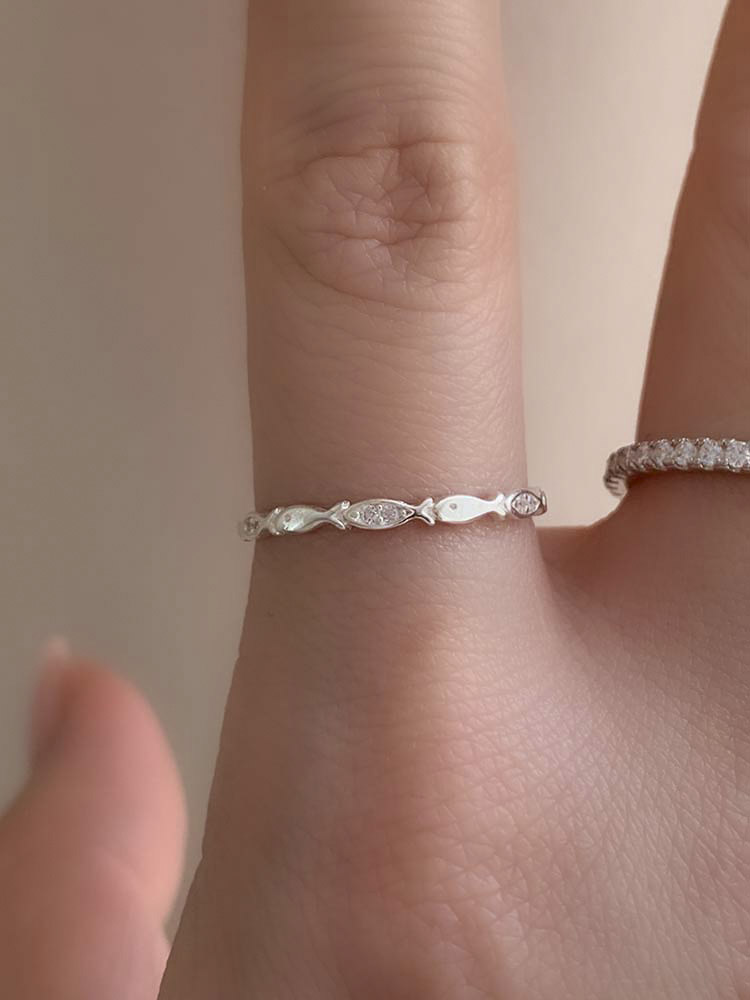 [무배] 14k 큐빅 물고기반지 5-21호 - 애끼 모녀링 우정 행운 로즈골드