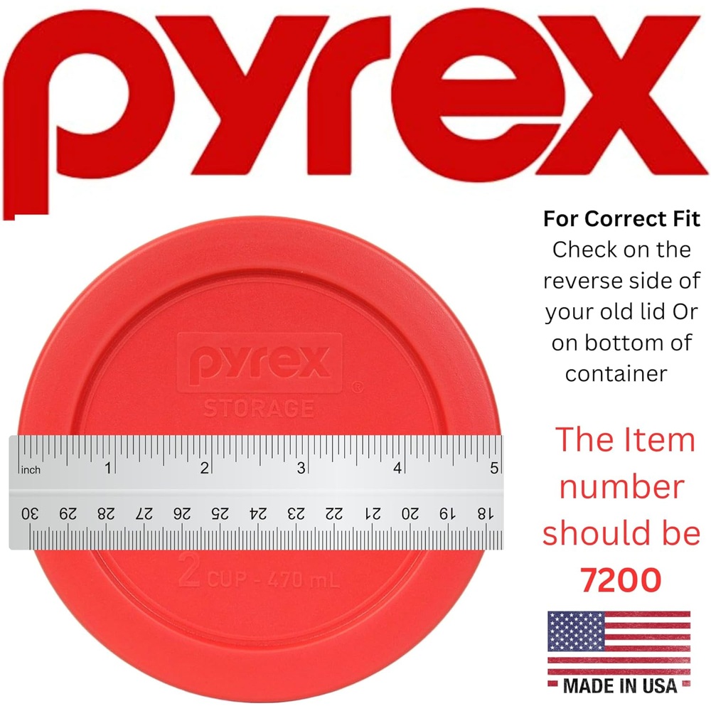 Pyrex 파이렉스 7200-PC 원형 식품 보관용기 교체용 뚜껑 4종 - 상세 이미지 3