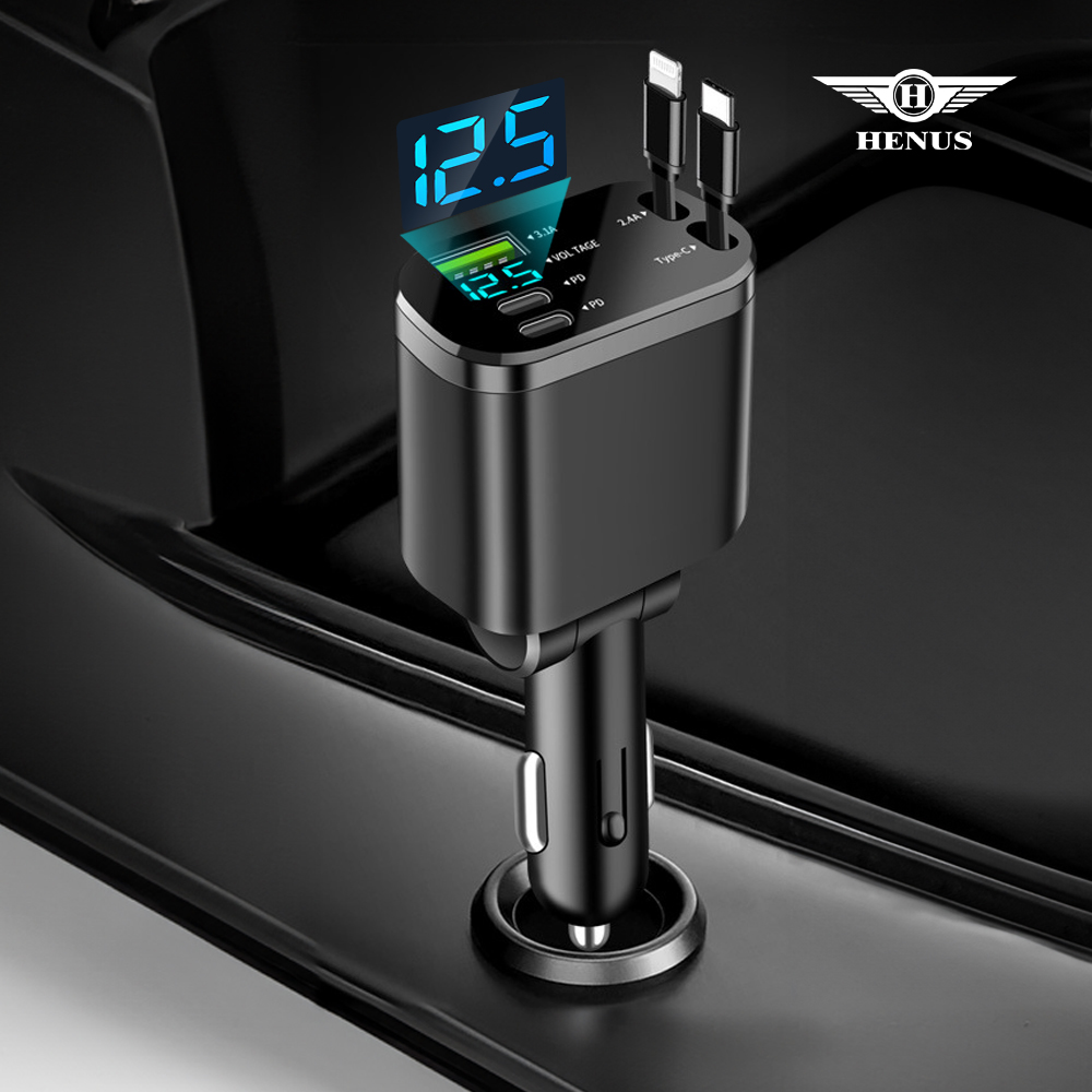 헤누스 오토릴 75W 차량용충전기 시거잭 고속 충전기 릴타입