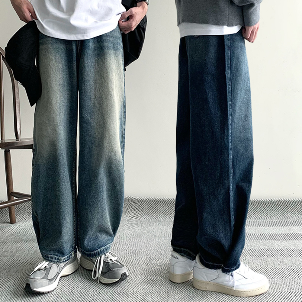 1+1 남자와이드청바지 남자진청바지 벌룬데님 - 메인 이미지