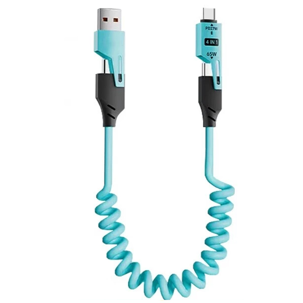 멀티 고속 충전 케이블 8핀 C타입 65W 프링블