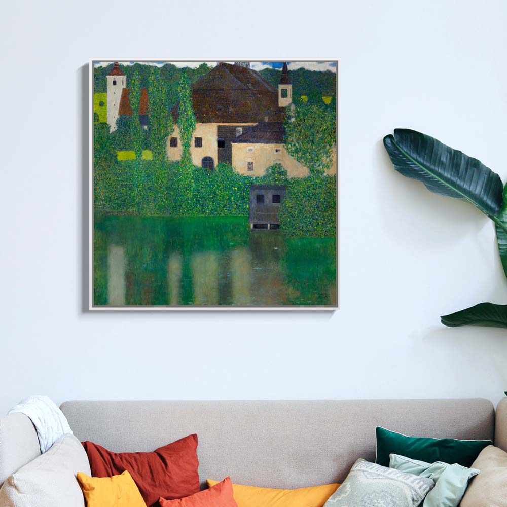 구스타프 클림트 물의성 70 x 70cm 명화 그림 거실 사무실 벽 인테리어 액자 - 상세 이미지 2