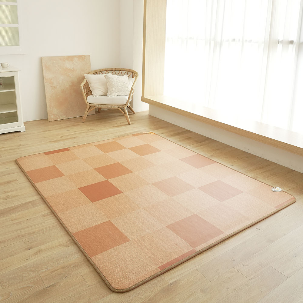 한일의료기 전기매트 모노륨 전기장판 난방 온열 거실용 바닥 1인용 소형 체크오렌지