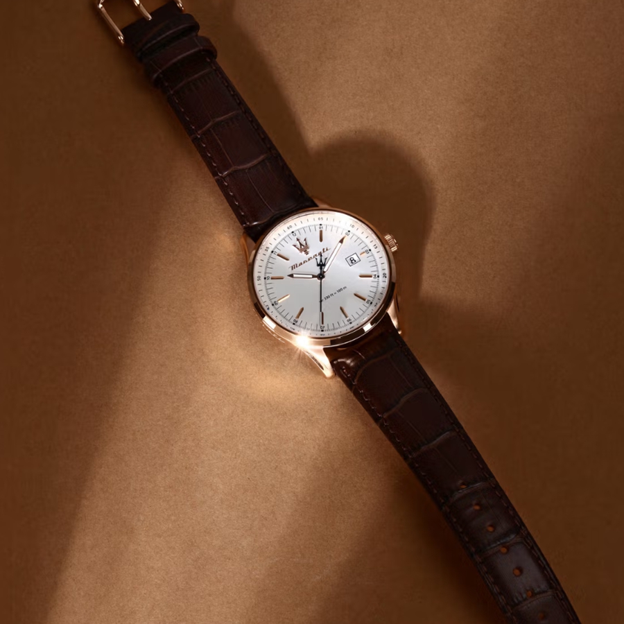 [Italian Design] 마세라티 남자 SORPASSO 가죽 클래식 손목 패션 방수 쿼츠 야광시계 화이트 이미지 6