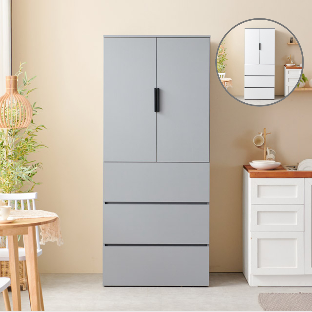 홈트리가구 키큰 렌지대 수납장 시리즈 - 주방 수납장 전자레인지 밥솥 하부서랍 800mm, 1단, 올그레이