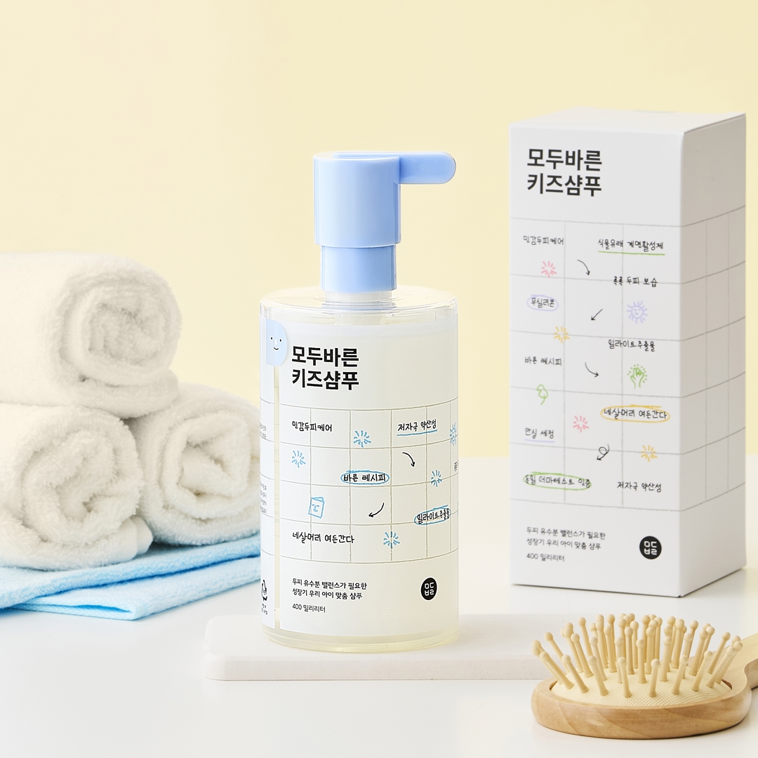 모두바른 키즈 샴푸 리필팩 세트(400ml+400ml) 두피각질 정수리냄새 샴푸 - 상세 이미지 2