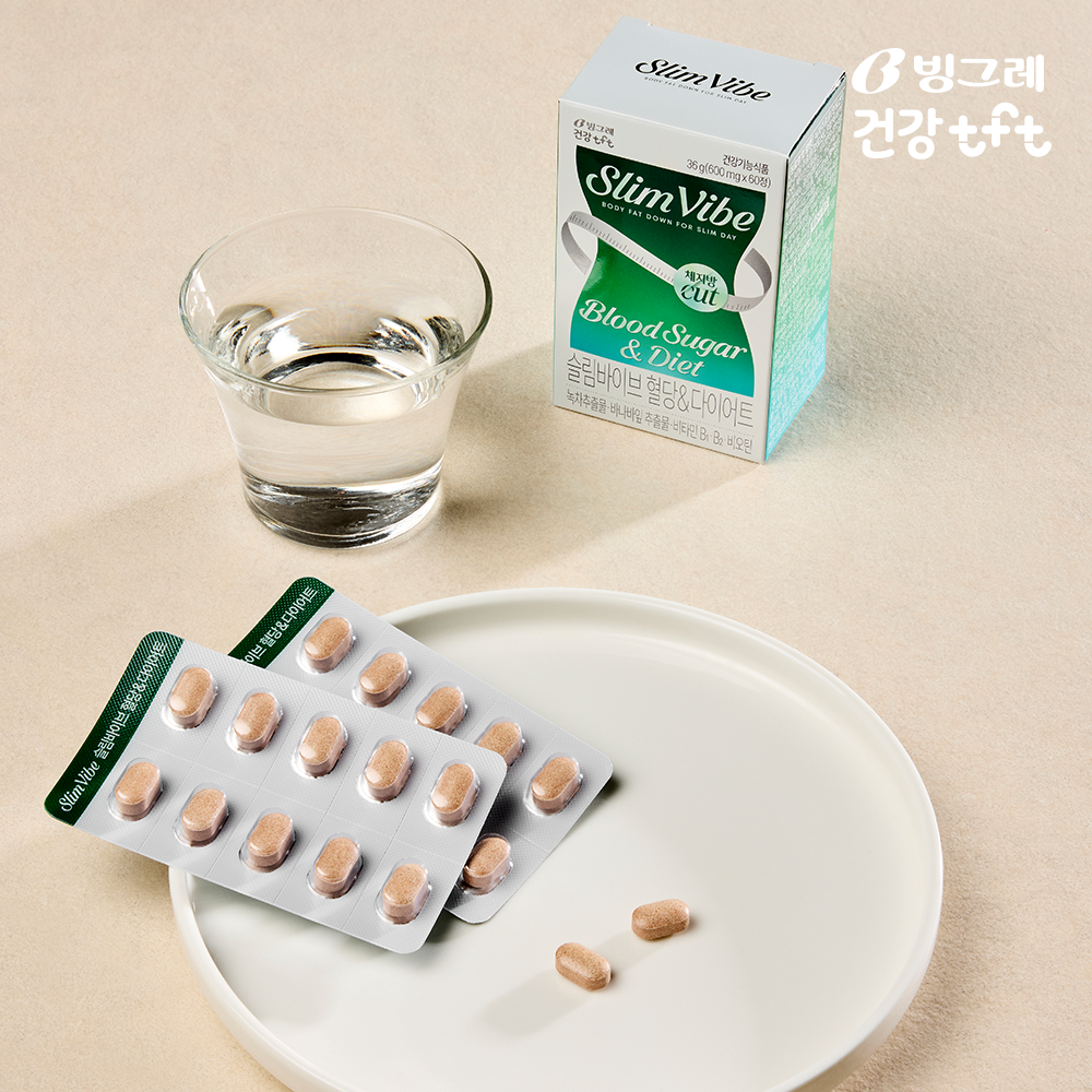 빙그레 슬림바이브 혈당 다이어트 체지방감소 녹차카테킨 60정, 3개 - 상세 이미지 5