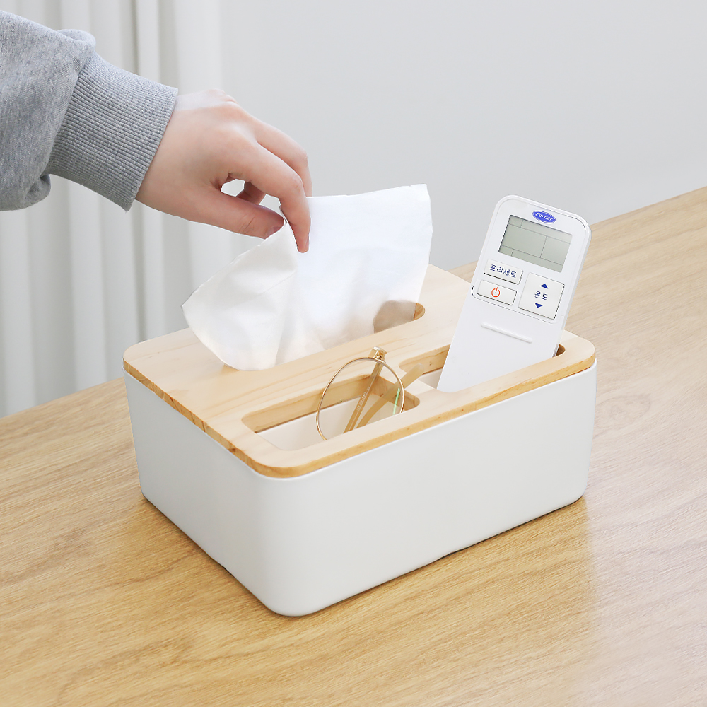 스토리빙 휴지 케이스 원목 우드 각티슈 케이스 수납