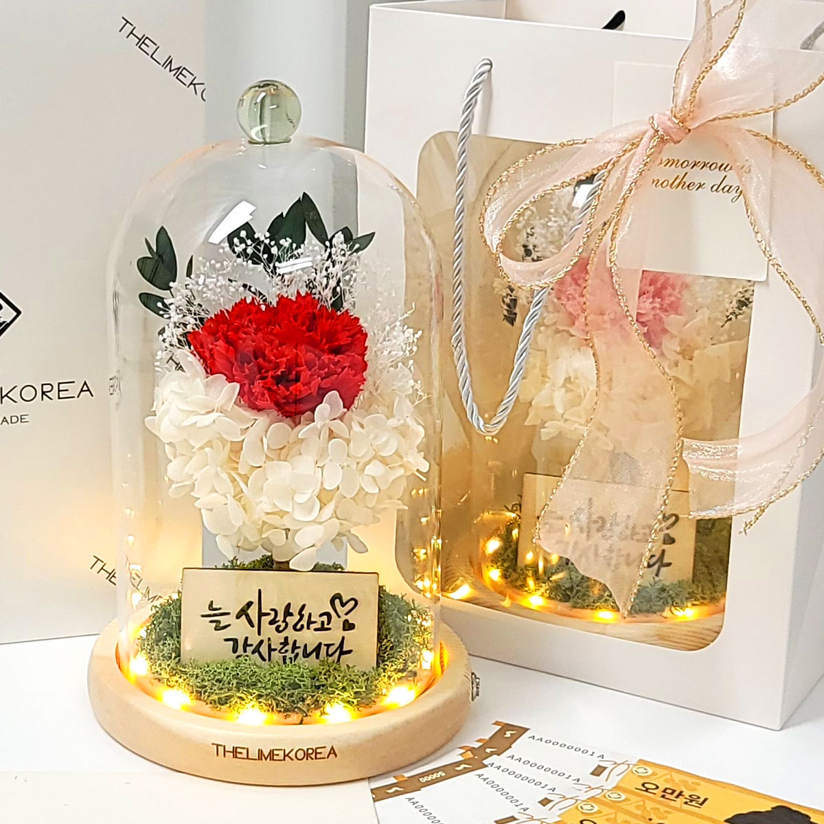 어버이날 카네이션 생화 꽃 프리저브드 유리돔 부모님 선물 - 상세 이미지 2