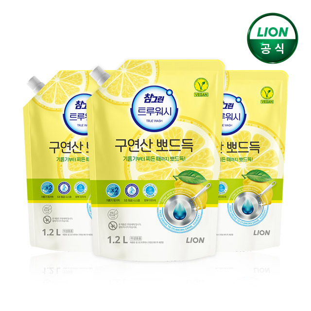 참그린 구연산뽀드득 주방세제 1.2L 리필x3개