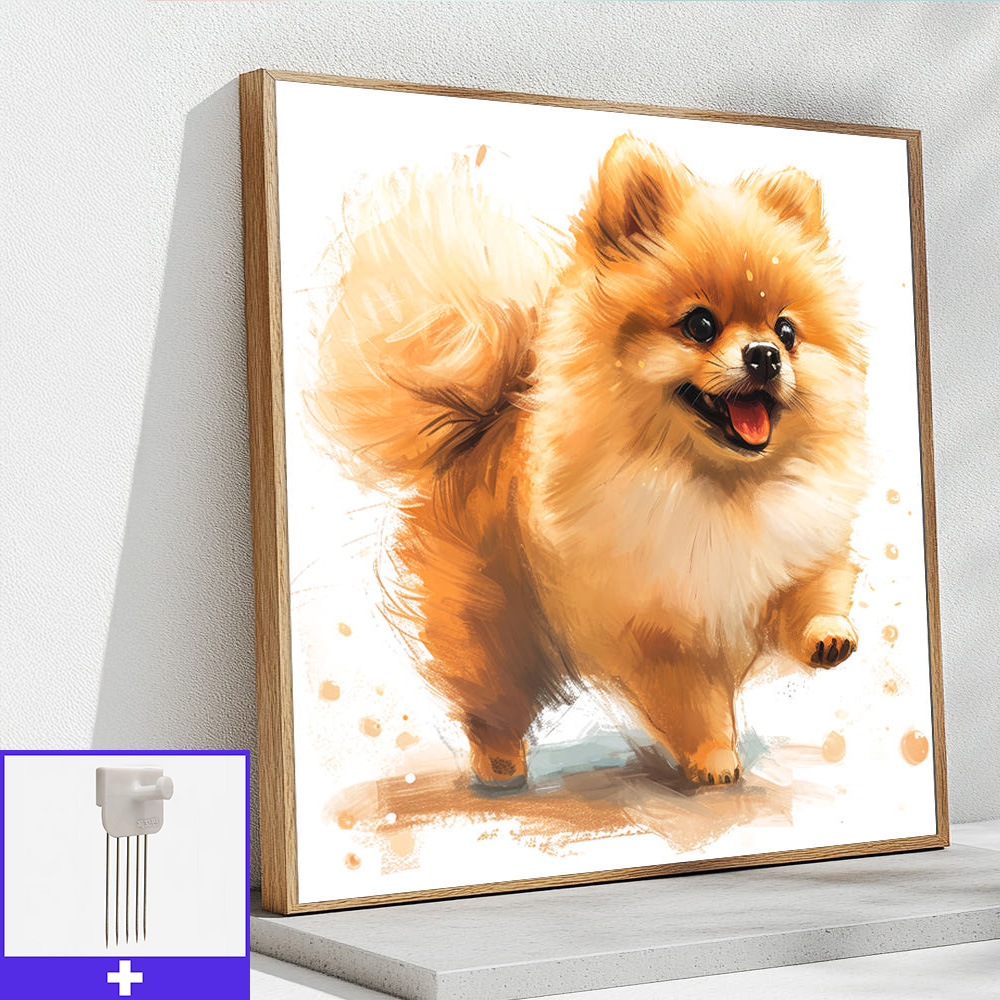 행복한포메 45cm x 45cm 무광오크 알루미늄액자 반려견