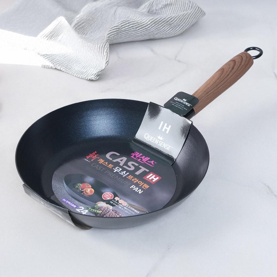 메가마트 퀸센스 캐스트IH 무쇠후라이팬 원형24