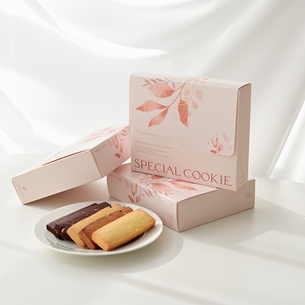 [스위트진] 수제 저당 스페셜 쿠키 코랄핑크 결혼식 결혼답례품 쿠키답례품 선생님 선물 세트 돌 회사 시보 승진 퇴사 고급 디저트