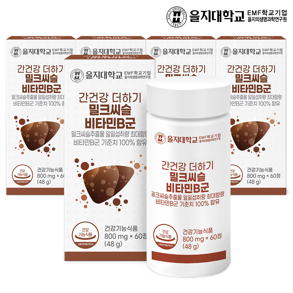 [10개월] 을지대학교 간건강 더하기 밀크씨슬 비타민B군 60정, 5개