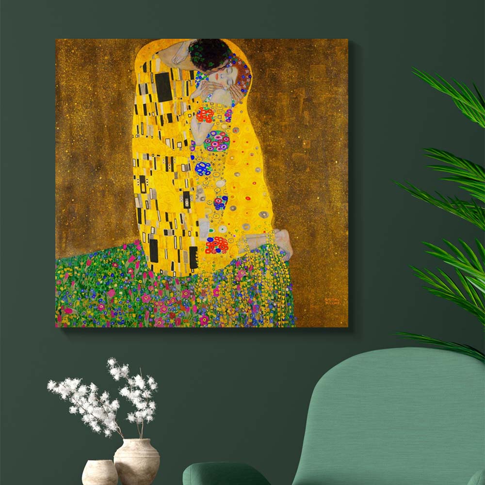 구스타프 클림트 키스 70 x 70cm 명화 그림 거실 침실 벽 인테리어 캔버스 띄움 액자 - 상품 이미지
