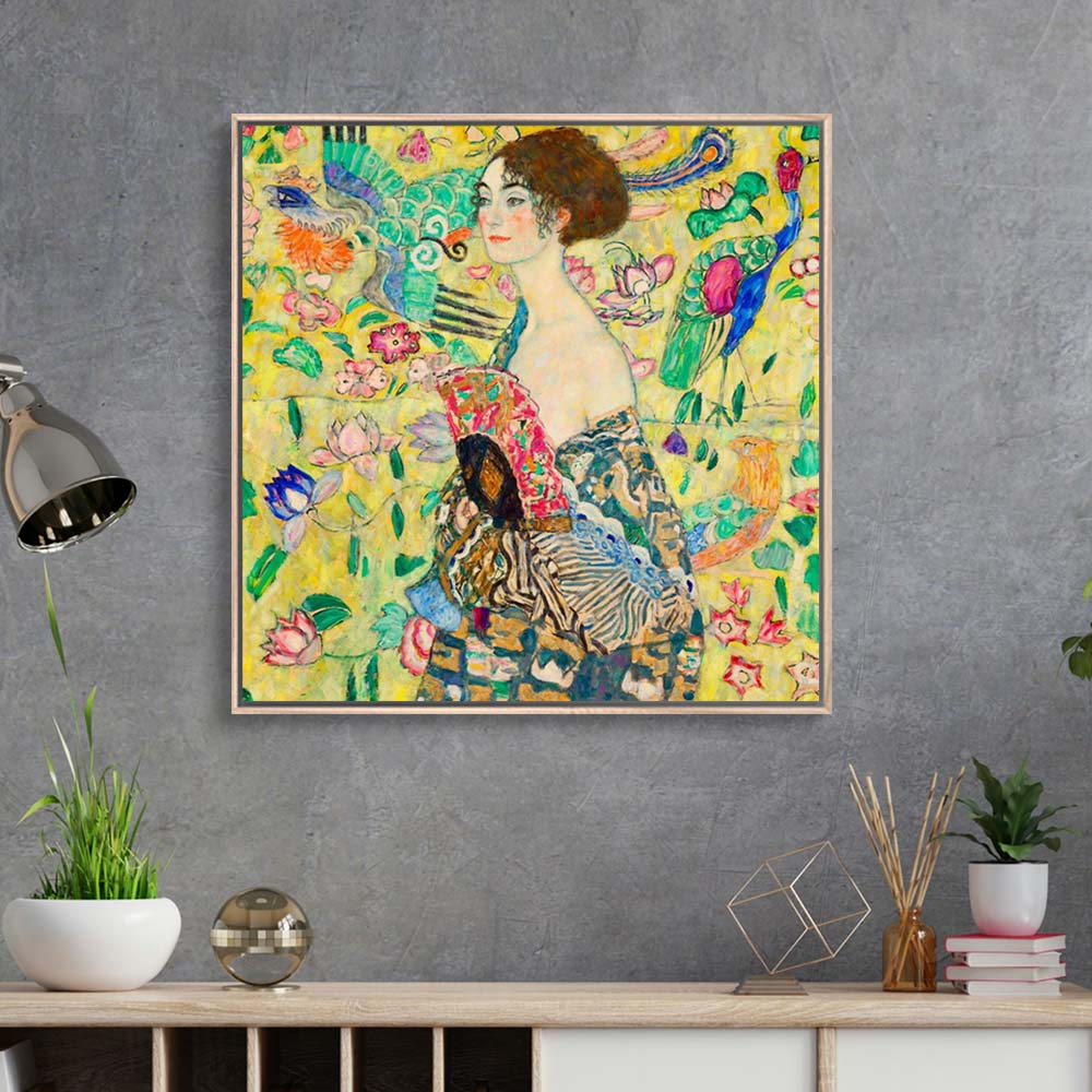구스타프 클림트 부채를 든 여인 70 x 70cm 명화 그림 거실 벽 인테리어 그림액자 - 상세 이미지 4