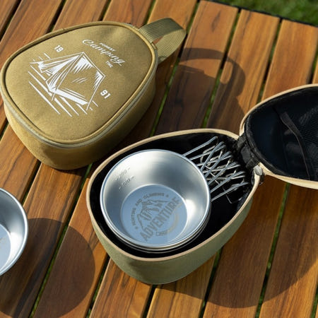 캠핑파우치 시에라컵 식기 메쉬포켓 캠핑요품 활용
