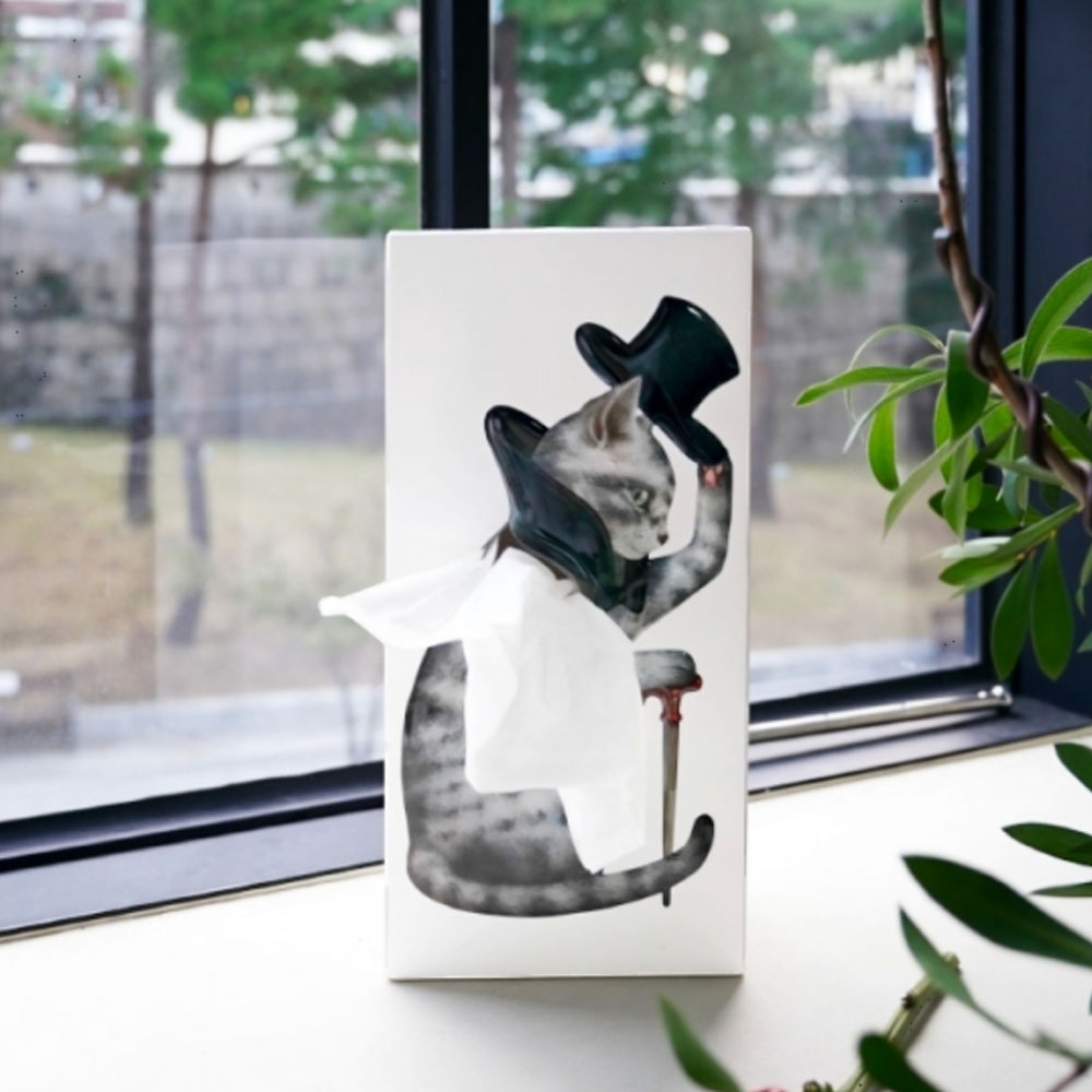 고양이 티슈케이스 사각 휴지 커버 각티슈 케이스 휴지 디스펜서