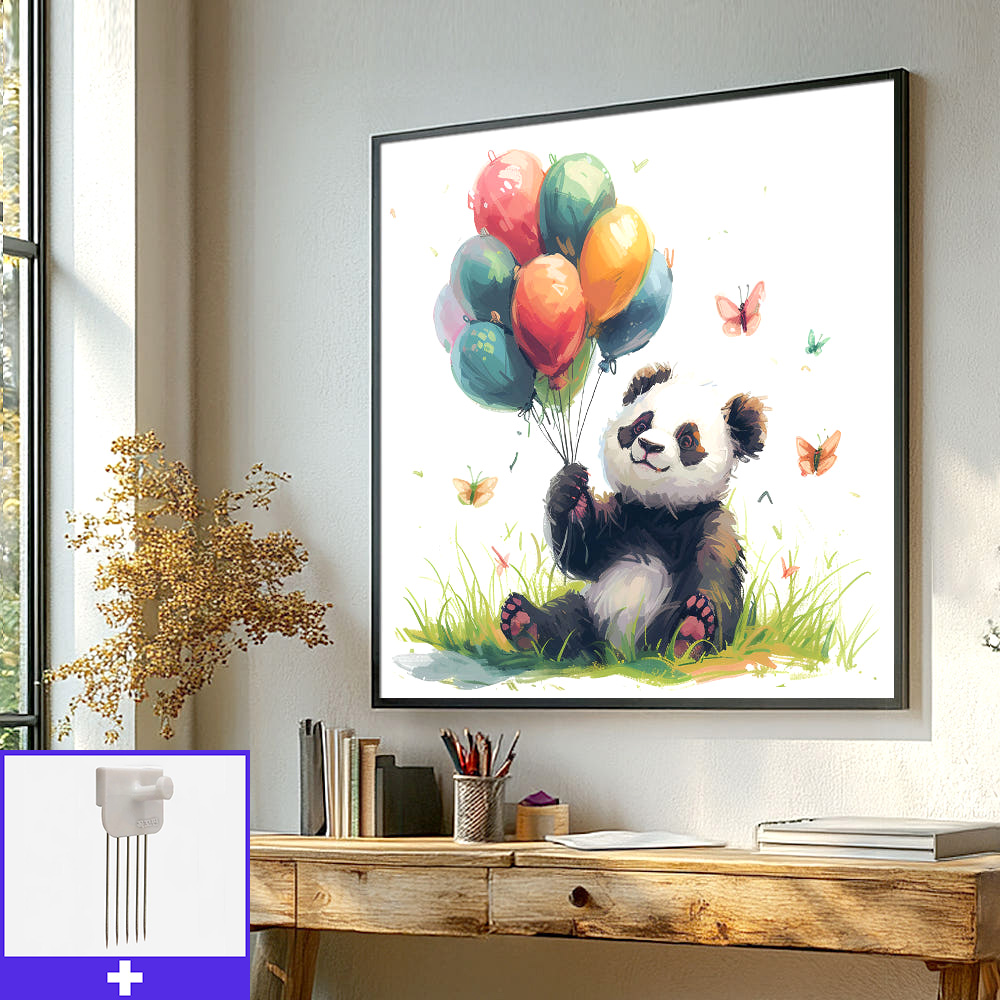 풍선든바오 45cm x 45cm 무광블랙 알루미늄액자 - 메인 이미지