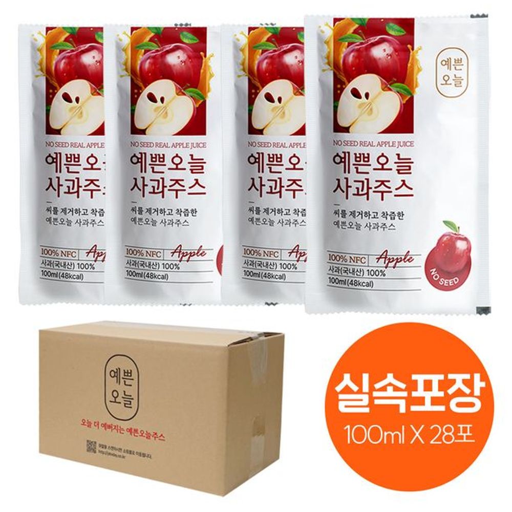 예쁜오늘 사과주스 국산 사과 100% 사과즙 음료 실속박스 가정용 : 모민스토어