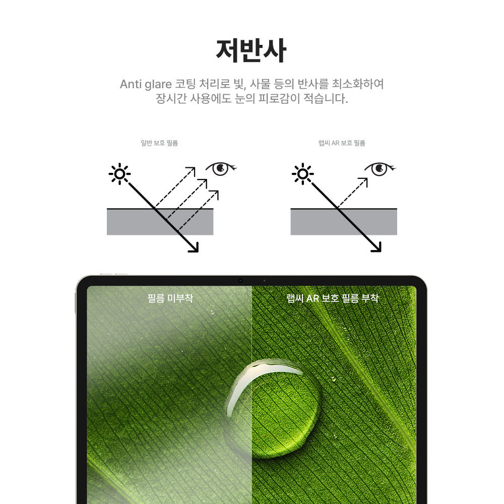 랩씨 저반사 고화질 리얼 AR 액정보호필름 아이패드 에어 27.6cm(11인치) M3 7세대, 1매입 - 상세 이미지 3