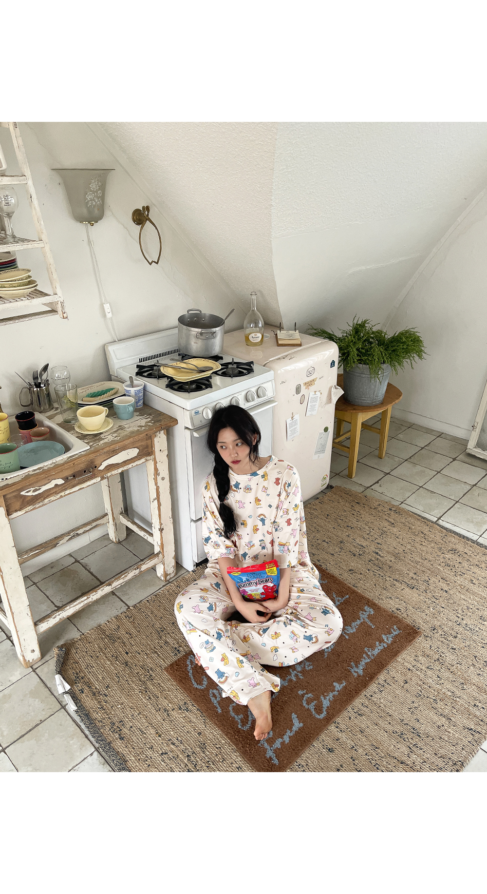 [MADE] 빅사이즈 66-110 파티 베어 오버핏 반팔 티셔츠 밴딩 팬츠 투피스 파자마 잠옷 세트 상세 이미지 19