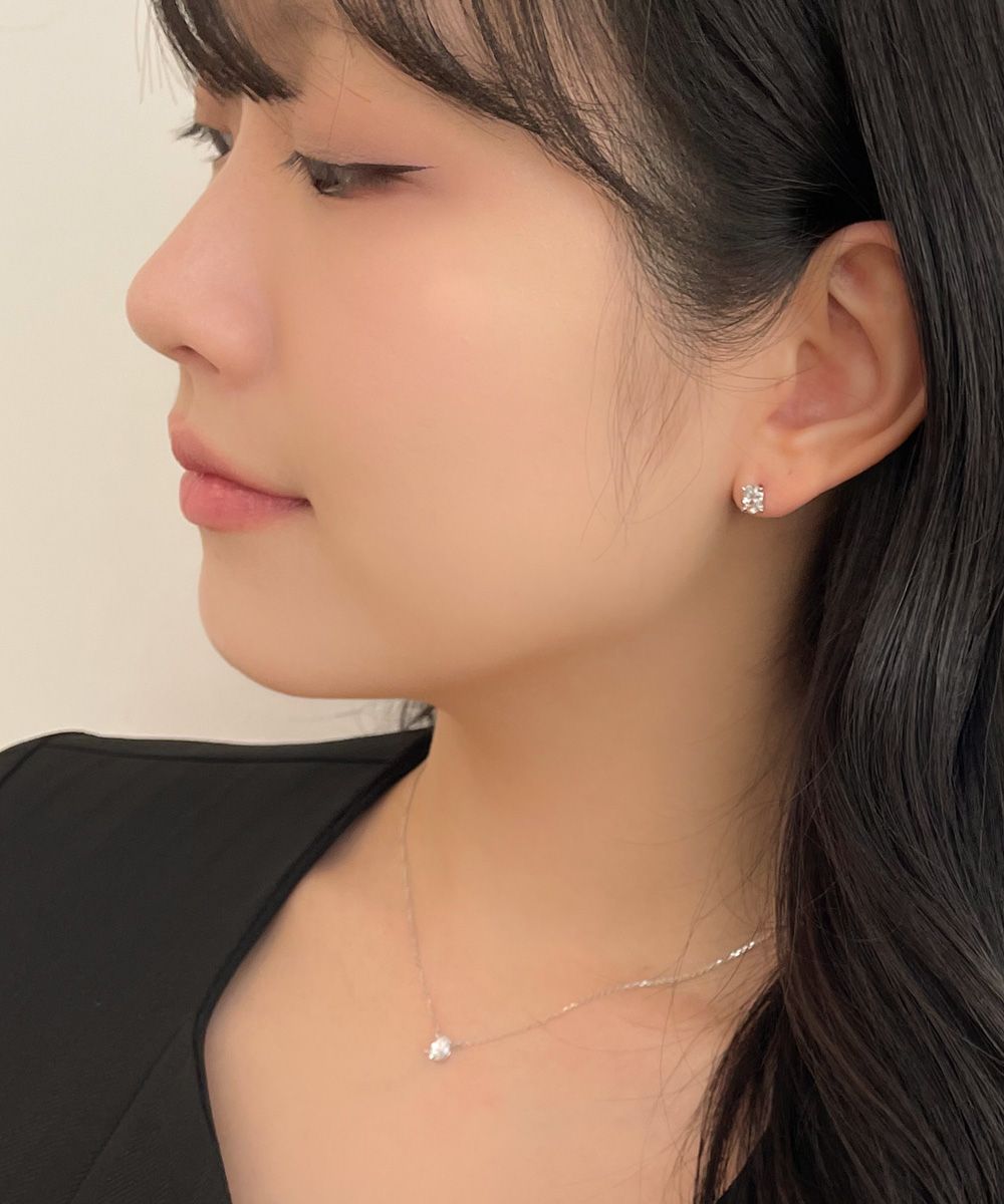 오벌 랩 다이아 스터드 귀걸이 5부 4프롱 결혼 웨딩 예물 기념일 선물 여자 친구 - 상세 이미지 4