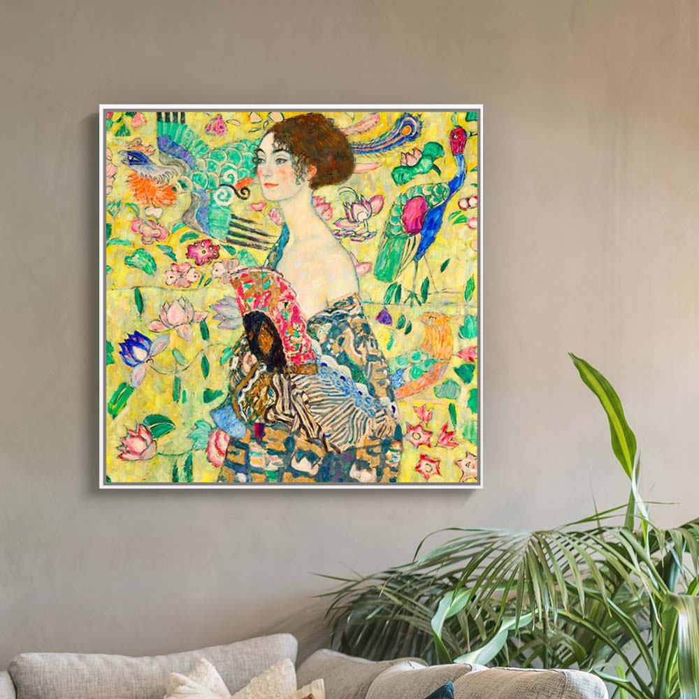 구스타프 클림트 부채를 든 여인 70 x 70cm 명화 그림 거실 벽 인테리어 그림액자 - 상세 이미지 3