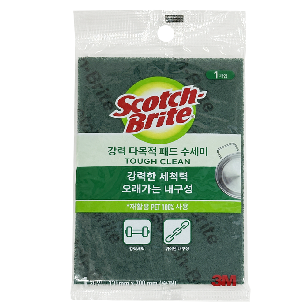 3M 강력 다목적 패드 초록 수세미 중형 1입 스카치브라이트 - 상품 이미지