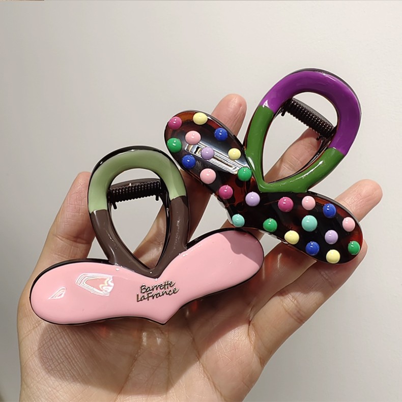 프랑스핀 하트 반머리 올림머리 포니테일 집게핀 - 상세 이미지 5
