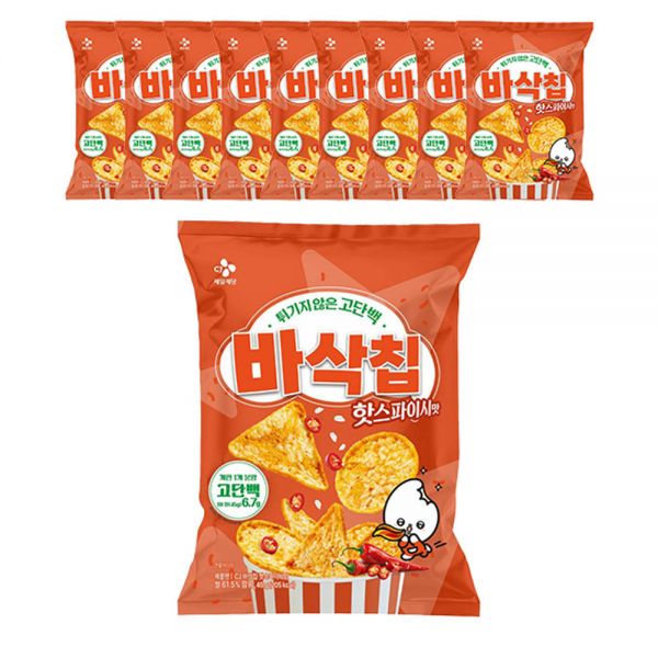 씨제이 바삭칩 핫스파이시 45G/상온, 10개 : 마르셀 종합 스토어