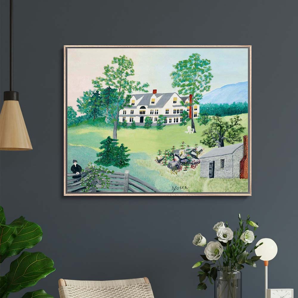 그랜마 모제스 맨체스터의 집 78 x 62cm 명화 그림 거실 벽 인테리어 캔버스 띄움 액자 - 상세 이미지 4