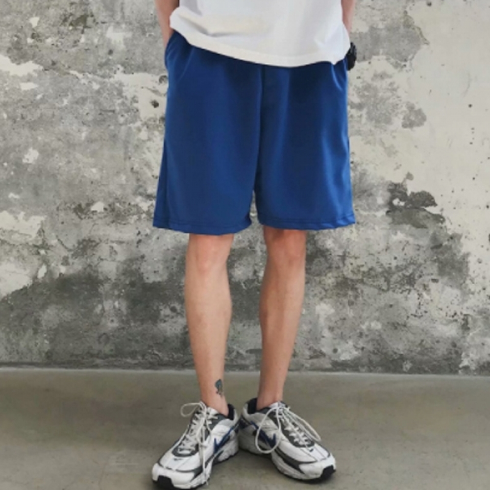 남성 면반 바지 트레이닝팬츠 츄리닝 와이드 허리밴딩 INSUM 59 운동 반바지 홈웨어 - 상품 이미지