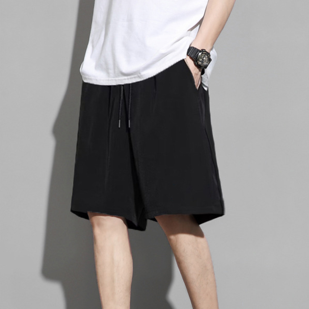남자 여름 편한 5부 반바지 버뮤다팬츠 통바지 아이스 쿨링 쿨바지 밴딩 와이드 스판 - 상품 이미지