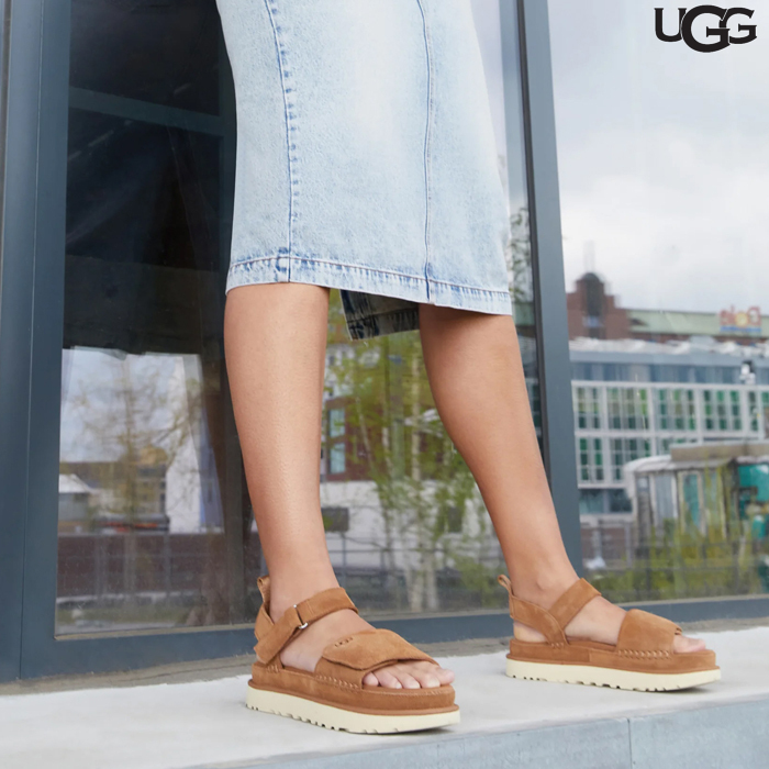 UGG 어그 여름 골든스타 플랫폼 샌들 체스트넛, 225-230mm