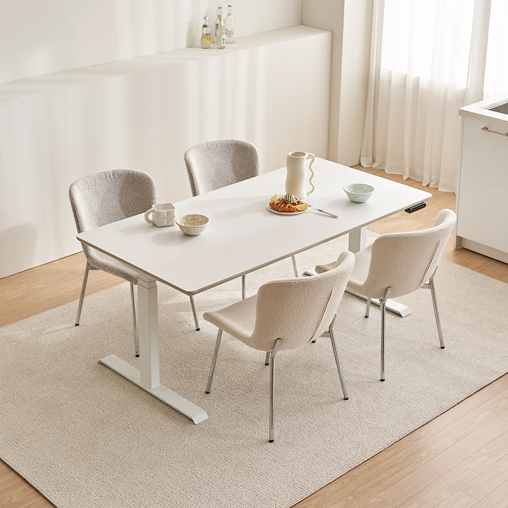 아이퍼스 세라믹 식탁 4인 전동 높낮이 모션테이블 포세린 1200 화이트 2스텝