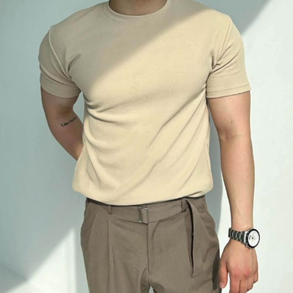 국내 생산 쿨티셔츠 기능성 반팔 냉감 운동 6컬러 쿨론티 기능성티 반팔티 헬스 무지 - 메인 이미지