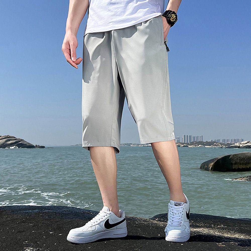 남자 밴딩 반바지 7부 트레이닝 운동복 하프 팬츠 짐웨어 헬스복 기능성 우븐 작업 - 상품 이미지